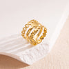 Wholesale Elegant Streetwear Leaves Heart Shape Snake Stainless Steel Titanium Steel Plating 18k Gold Plated Open Rings