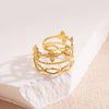 Wholesale Elegant Streetwear Leaves Heart Shape Snake Stainless Steel Titanium Steel Plating 18k Gold Plated Open Rings