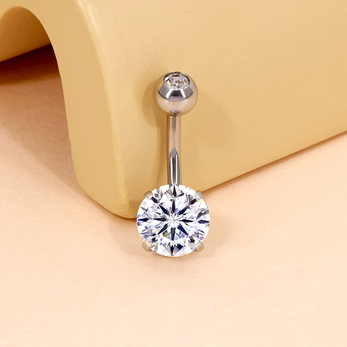 Simple Style Round Copper Zircon Belly Ring In Bulk