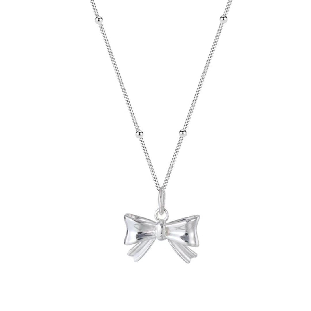 Sweet Bow Knot Sterling Silver Pendant Necklace In Bulk