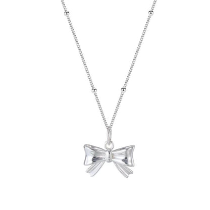 Sweet Bow Knot Sterling Silver Pendant Necklace In Bulk