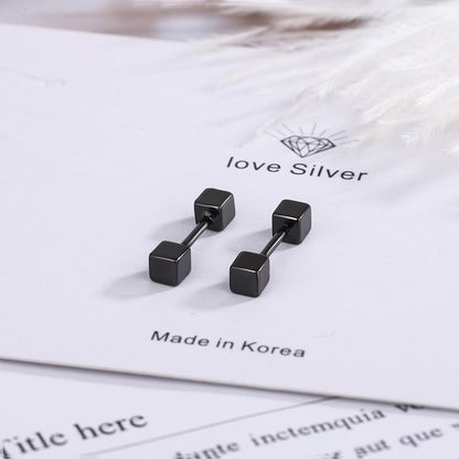 1 Pair Simple Style Solid Color Pleated Sterling Silver Ear Studs