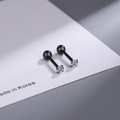 1 Pair Simple Style Solid Color Pleated Sterling Silver Ear Studs