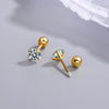 1 Pair Simple Style Solid Color Pleated Sterling Silver Ear Studs