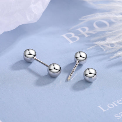 1 Pair Simple Style Solid Color Pleated Sterling Silver Ear Studs