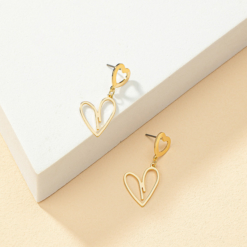 Wholesale Jewelry Commute Heart Shape Alloy Plating Drop Earrings