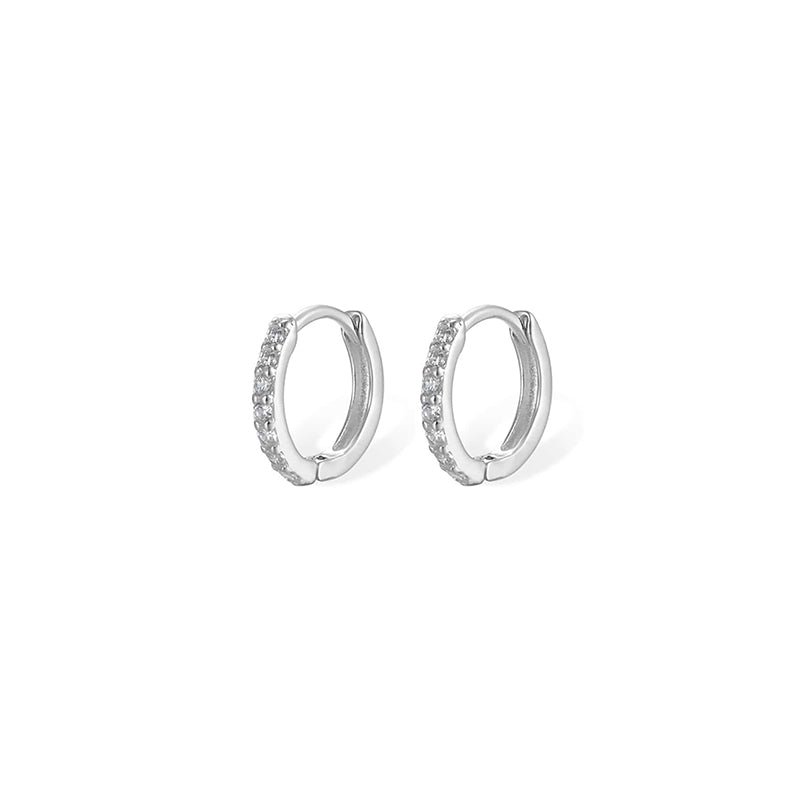 1 Pair Simple Style Round Color Block Inlay Sterling Silver Zircon Hoop Earrings