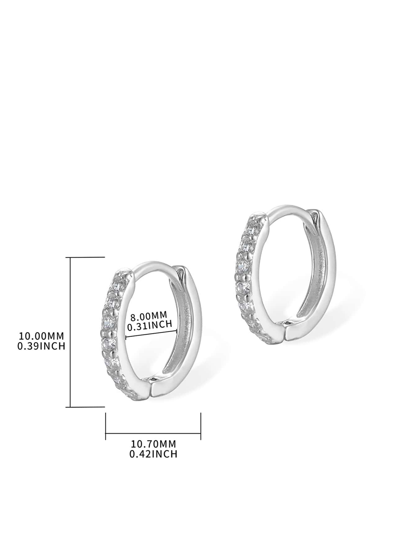 1 Pair Simple Style Round Color Block Inlay Sterling Silver Zircon Hoop Earrings