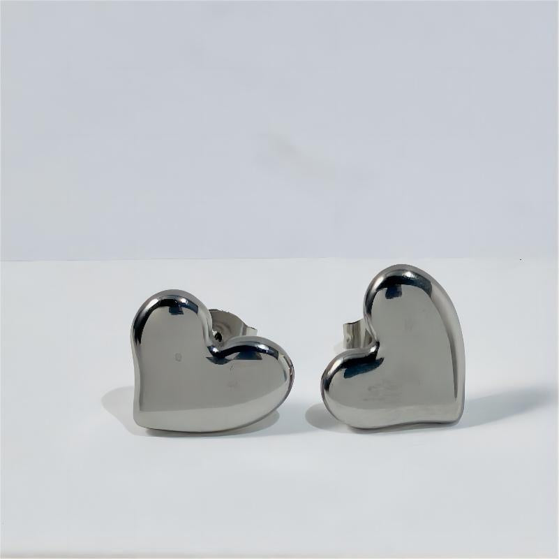 1 Pair Simple Style Heart Shape Plating Stainless Steel 18k Gold Plated Ear Studs