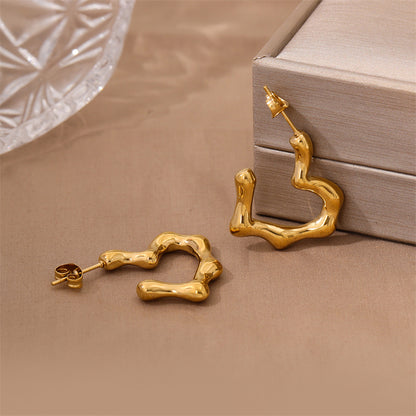 1 Pair Retro Simple Style Heart Shape Plating Stainless Steel 18k Gold Plated Ear Studs