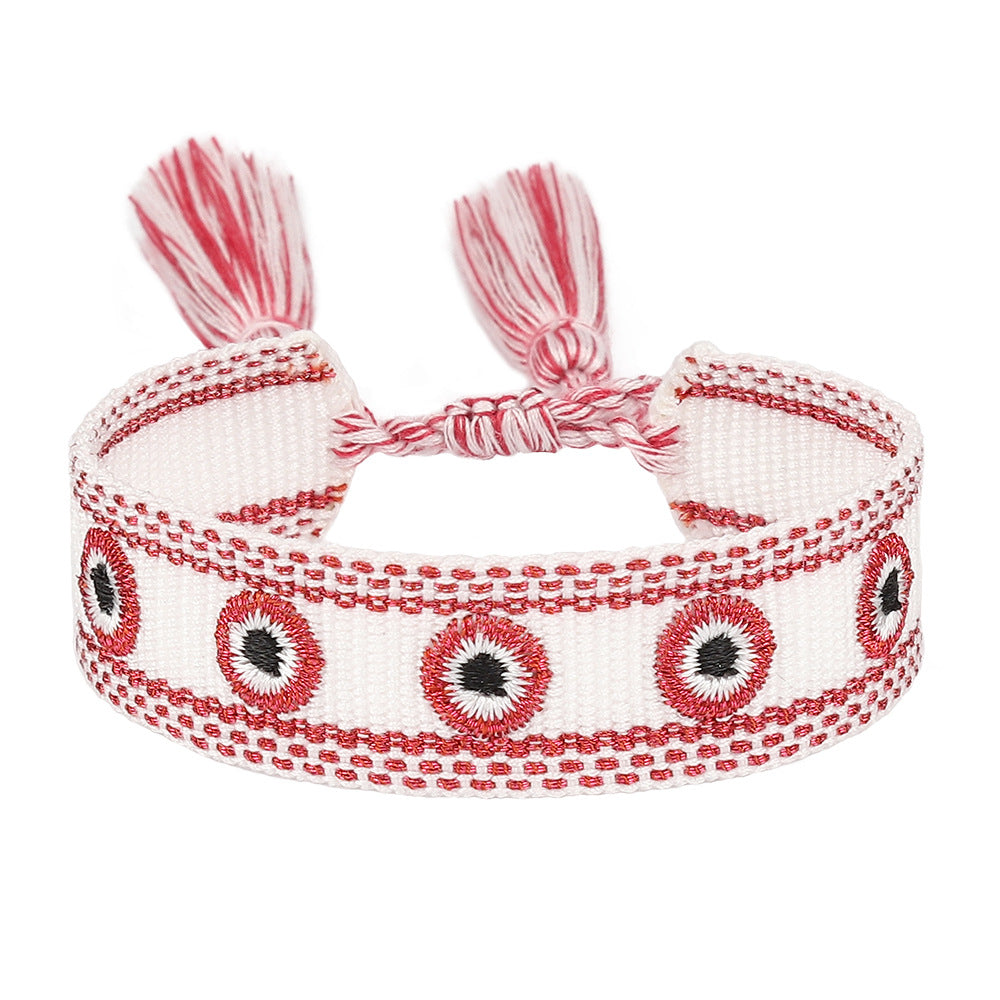 Simple Style Eye Polyester Embroidery Tassel Women's Drawstring Bracelets