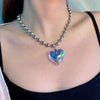 Sweet Streetwear Heart Shape Artificial Crystal Alloy Women's Pendant Necklace