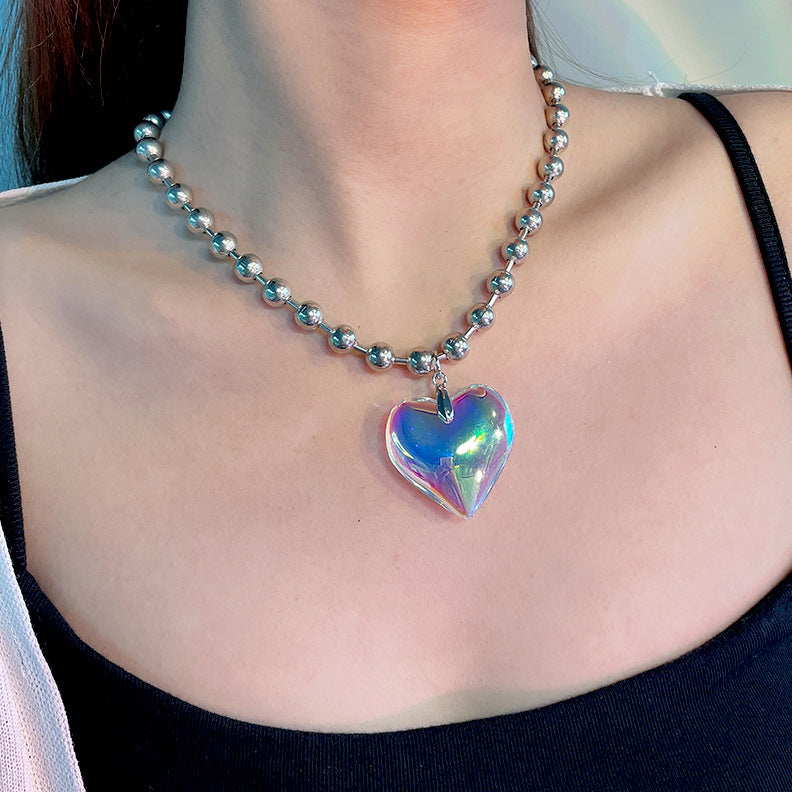 Sweet Streetwear Heart Shape Artificial Crystal Alloy Women's Pendant Necklace