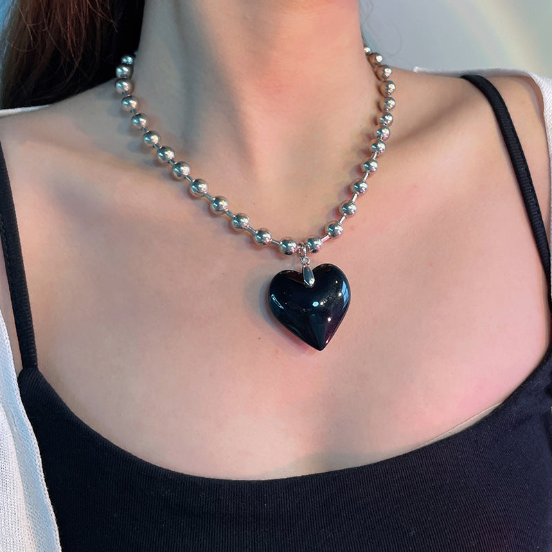 Sweet Streetwear Heart Shape Artificial Crystal Alloy Women's Pendant Necklace