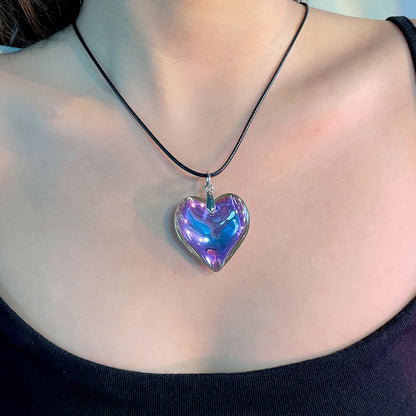 Sweet Streetwear Heart Shape Artificial Crystal Alloy Women's Pendant Necklace