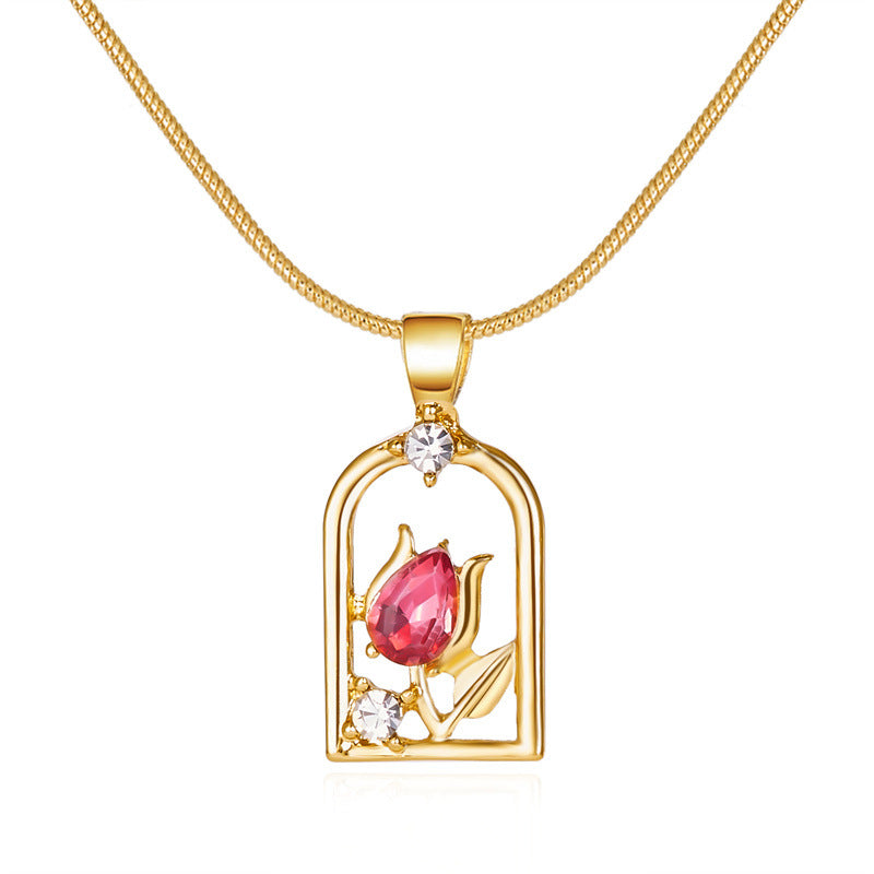 Lady Flower Alloy Plating Women's Pendant Necklace