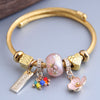 Vintage Style Ethnic Style Heart Shape Flower Alloy Steel Wire Beaded Plating Women's Bangle