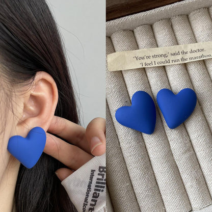 1 Pair Cute Sweet Heart Shape Solid Color Stoving Varnish Arylic Ear Studs