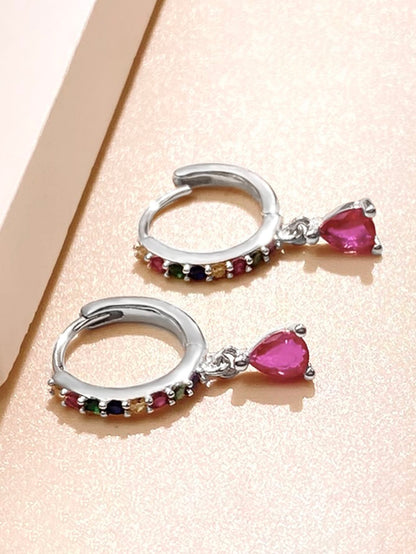 1 Pair Elegant Round Inlay Sterling Silver Zircon Drop Earrings