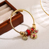 Wholesale Elegant Cute Devil's Eye Heart Shape Stainless Steel Alloy Beaded Inlay Rhinestones Bangle