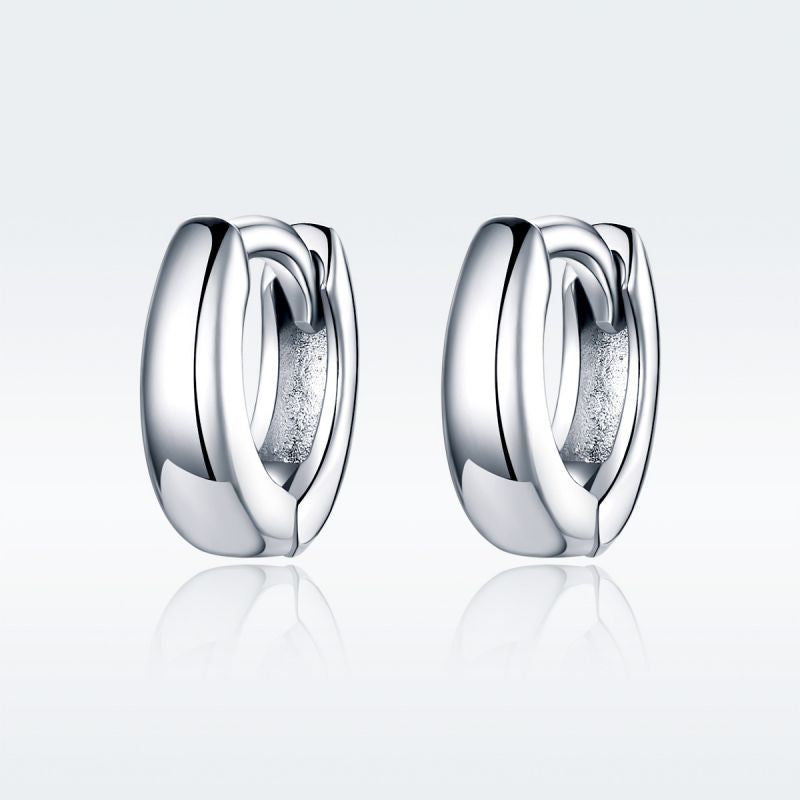 1 Pair Simple Style Solid Color Plating Sterling Silver Silver Plated Hoop Earrings