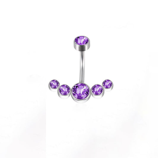 Basic Vacation Sexy Geometric Stainless Steel Zircon Belly Ring In Bulk