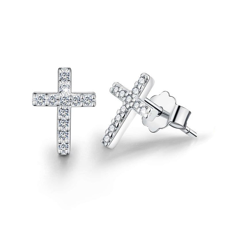 1 Pair Elegant Cross Plating Inlay Sterling Silver Zircon Ear Studs