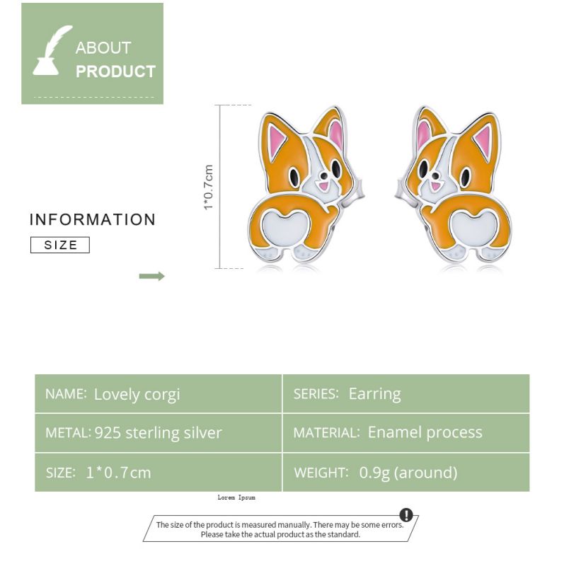 1 Pair Cartoon Style Cute Dog Enamel Sterling Silver Ear Studs