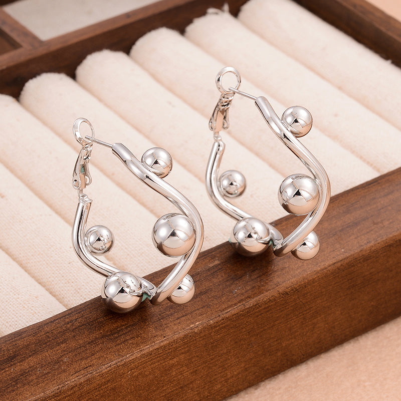 1 Pair Ig Style Simple Style Irregular Round Plating Copper 18k Gold Plated White Gold Plated Earrings