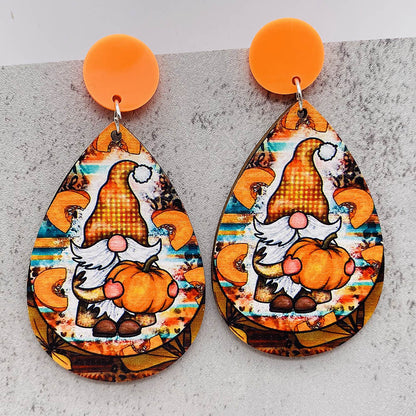 1 Pair Cartoon Style Cute Santa Claus Snowman Wood Drop Earrings