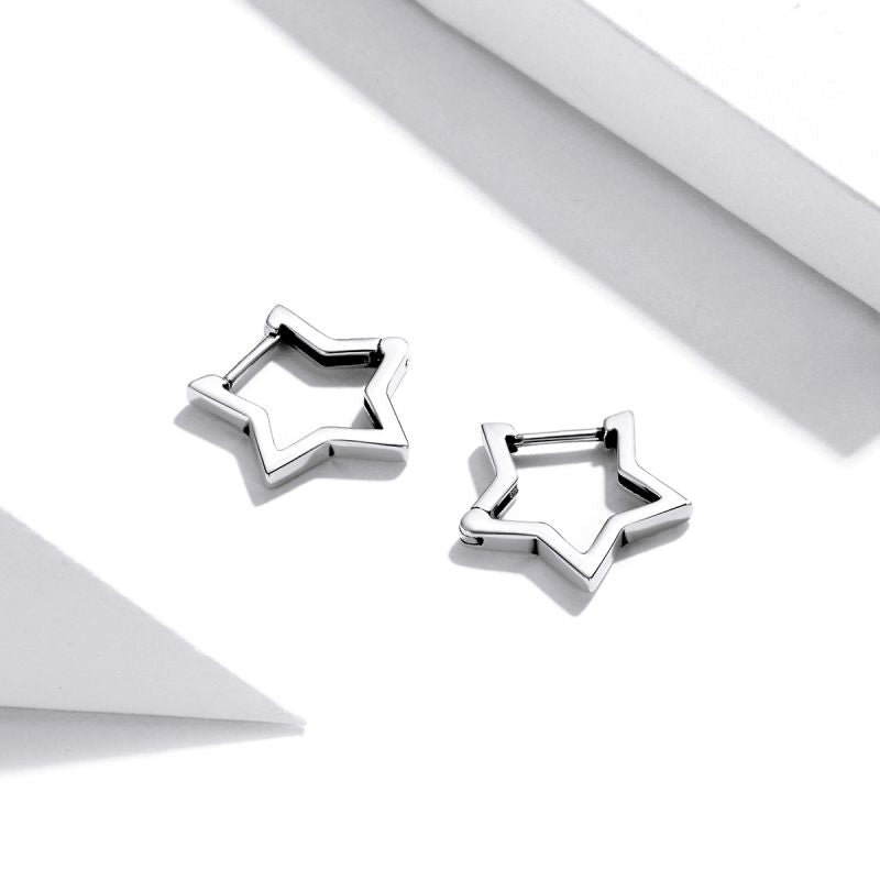 1 Pair Classical Star Sterling Silver Ear Studs