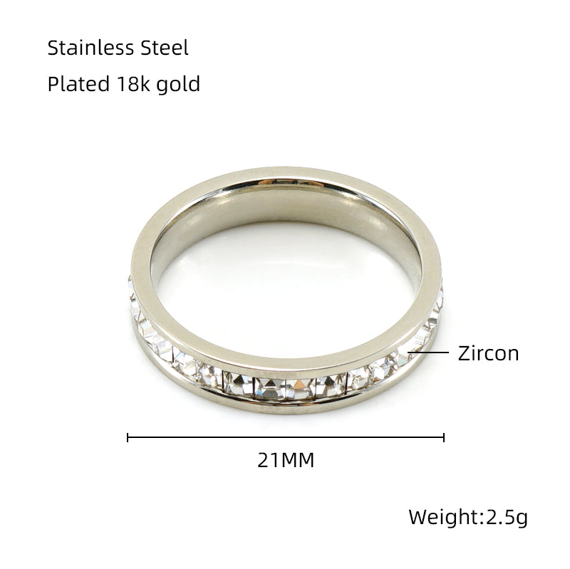 Simple Style Geometric Stainless Steel Plating Inlay Zircon 18k Gold Plated Rings