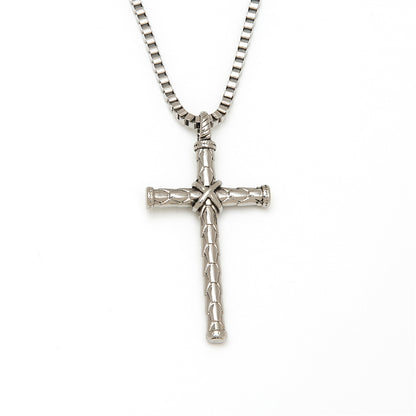 Cross-border  Retro Retro Titanium Steel Knotted Cross Necklace Hiphop Personality Cross Pendant