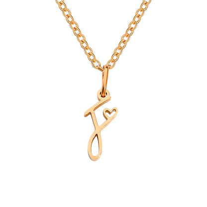 Simple Style Letter Stainless Steel Titanium Steel Plating Pendant Necklace