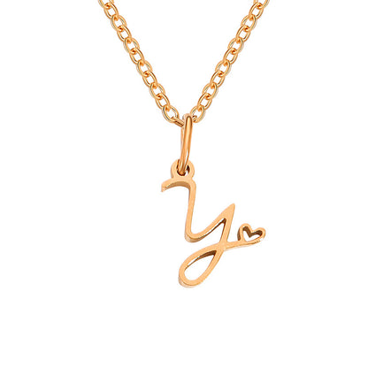 Simple Style Letter Stainless Steel Titanium Steel Plating Pendant Necklace