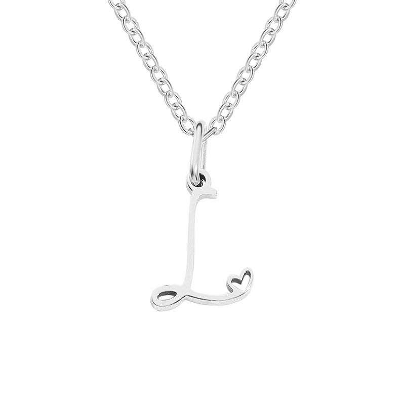 Simple Style Letter Stainless Steel Titanium Steel Plating Pendant Necklace