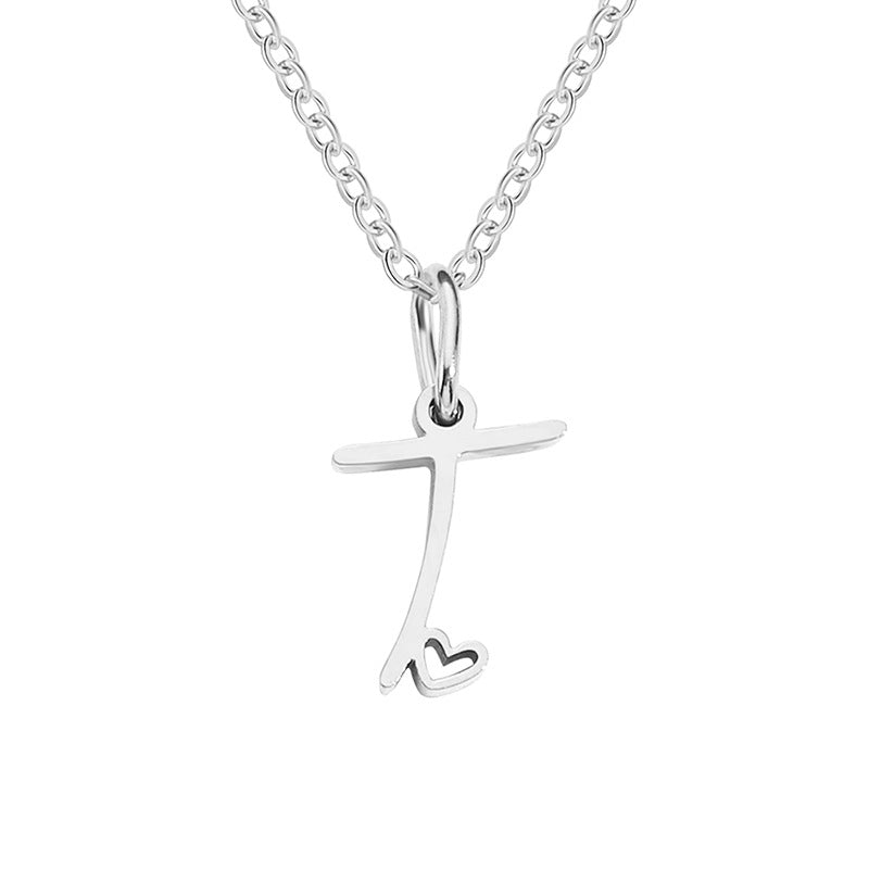 Simple Style Letter Stainless Steel Titanium Steel Plating Pendant Necklace