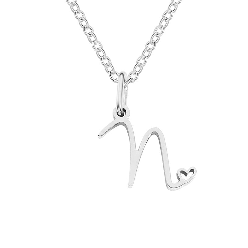 Simple Style Letter Stainless Steel Titanium Steel Plating Pendant Necklace