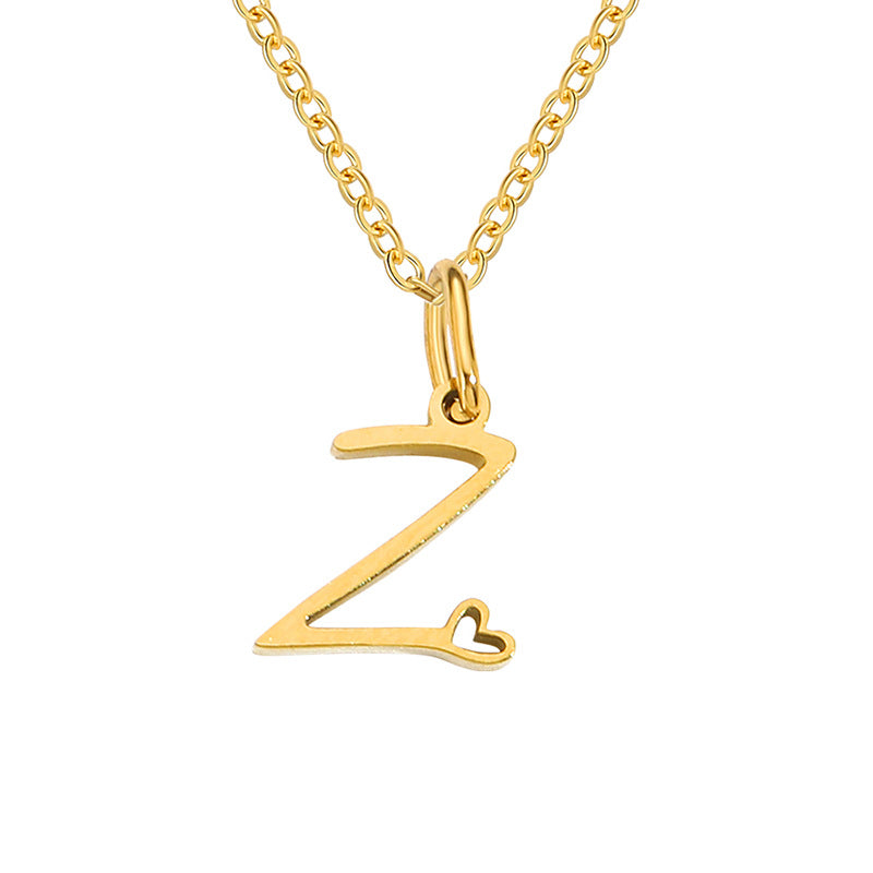 Simple Style Letter Stainless Steel Titanium Steel Plating Pendant Necklace