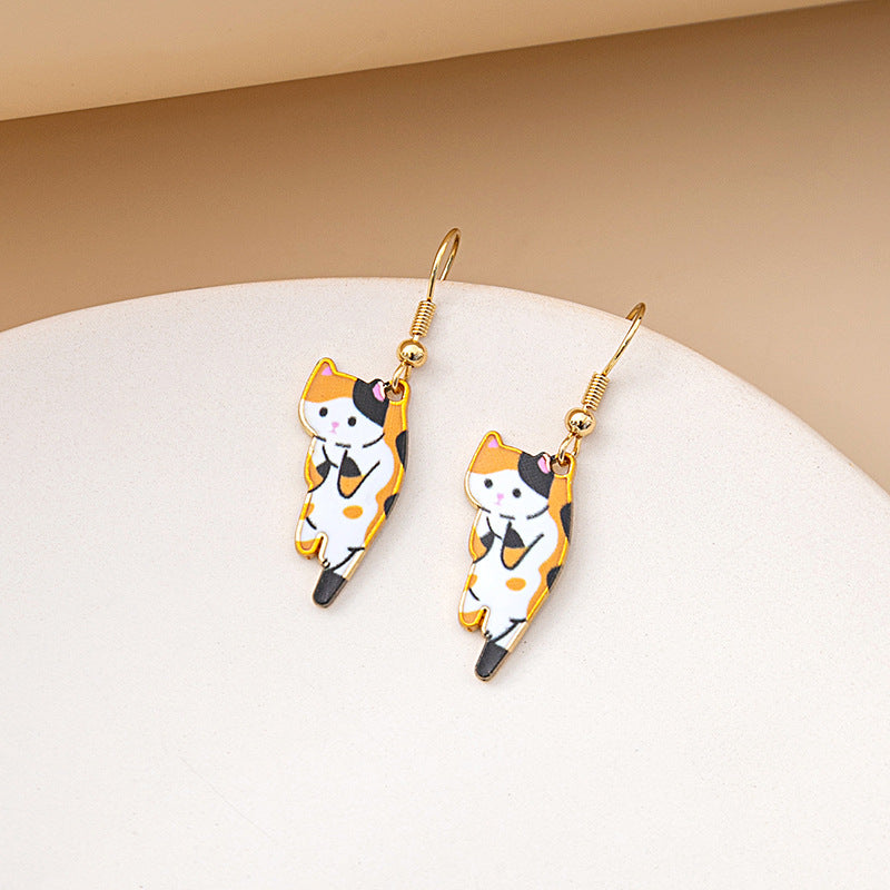 1 Pair Cute Cat Plating Alloy Drop Earrings