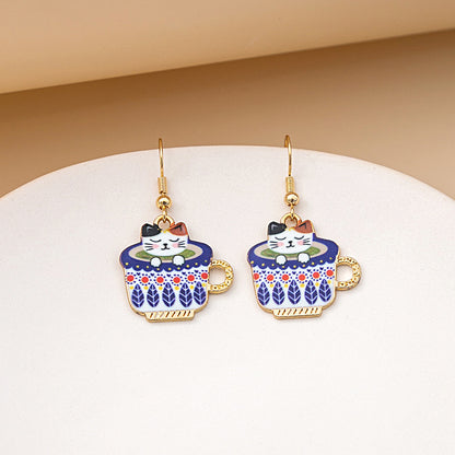 1 Pair Cute Cat Plating Alloy Drop Earrings