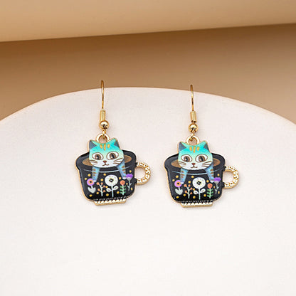 1 Pair Cute Cat Plating Alloy Drop Earrings