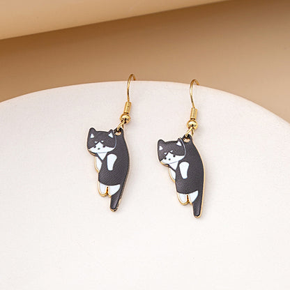 1 Pair Cute Cat Plating Alloy Drop Earrings