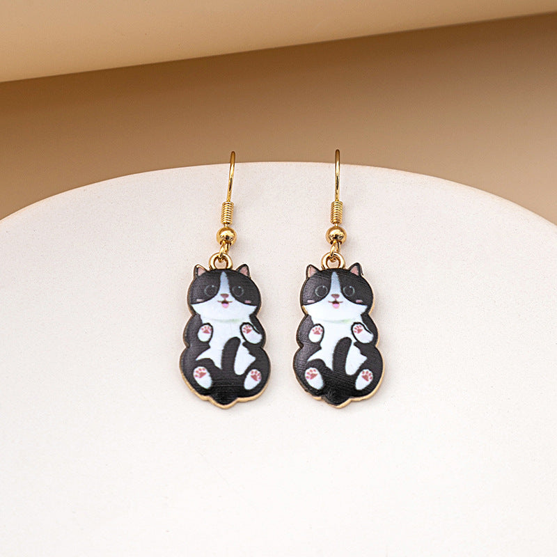 1 Pair Cute Cat Plating Alloy Drop Earrings