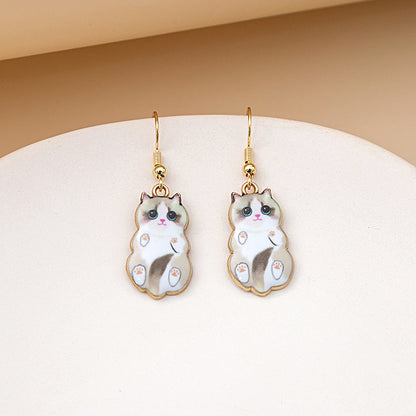 1 Pair Cute Cat Plating Alloy Drop Earrings