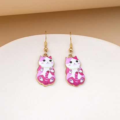 1 Pair Cute Cat Plating Alloy Drop Earrings