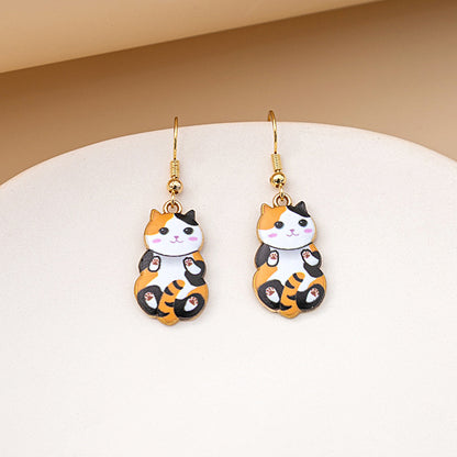 1 Pair Cute Cat Plating Alloy Drop Earrings