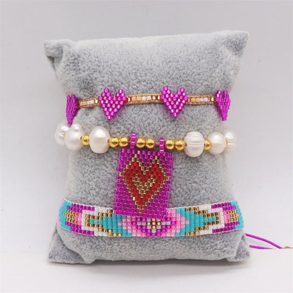 New Europe And America Cross Border Love Miyuki Bracelet Set Rainbow Devil Eye Mama Letter Bracelet Suit For Women