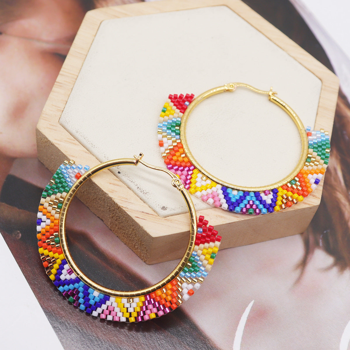 New  Hot Selling Boho Colorful Geometric Miyuki Earrings Wholesale Big Circle Women's Earrings