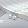 Korean Style Diamond-embedded Sweet Creative Double Shell Pearls Cherry Leaf Pendant Women's Fashion Personalized Pendant Eardrop Frame Finished Product Wholesale